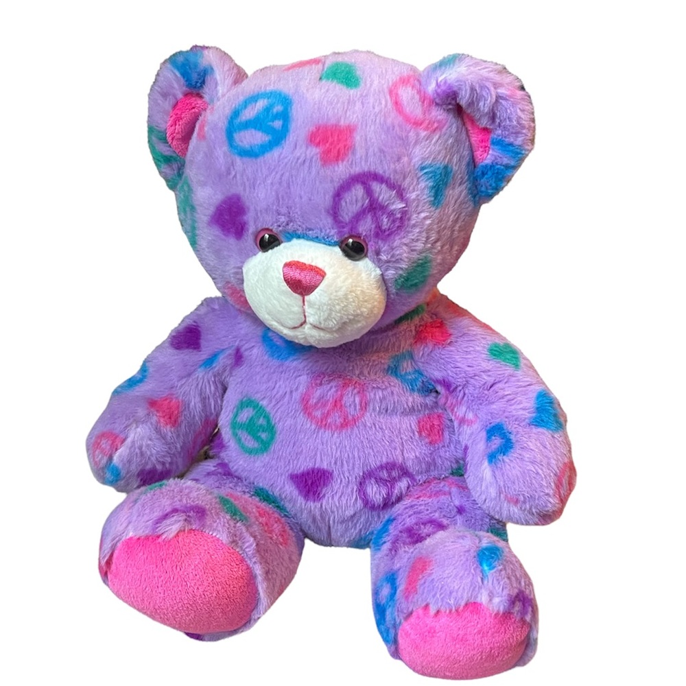 Build a Bear Peace and Hugs 16" Bear Purple Plush